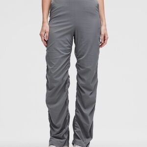 Women's Gray Ruched Straight-Leg Pants